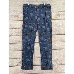 Teenage Pants Mens 34 Frog Print Tapered Leg Casual Stretch Fun Novelty
